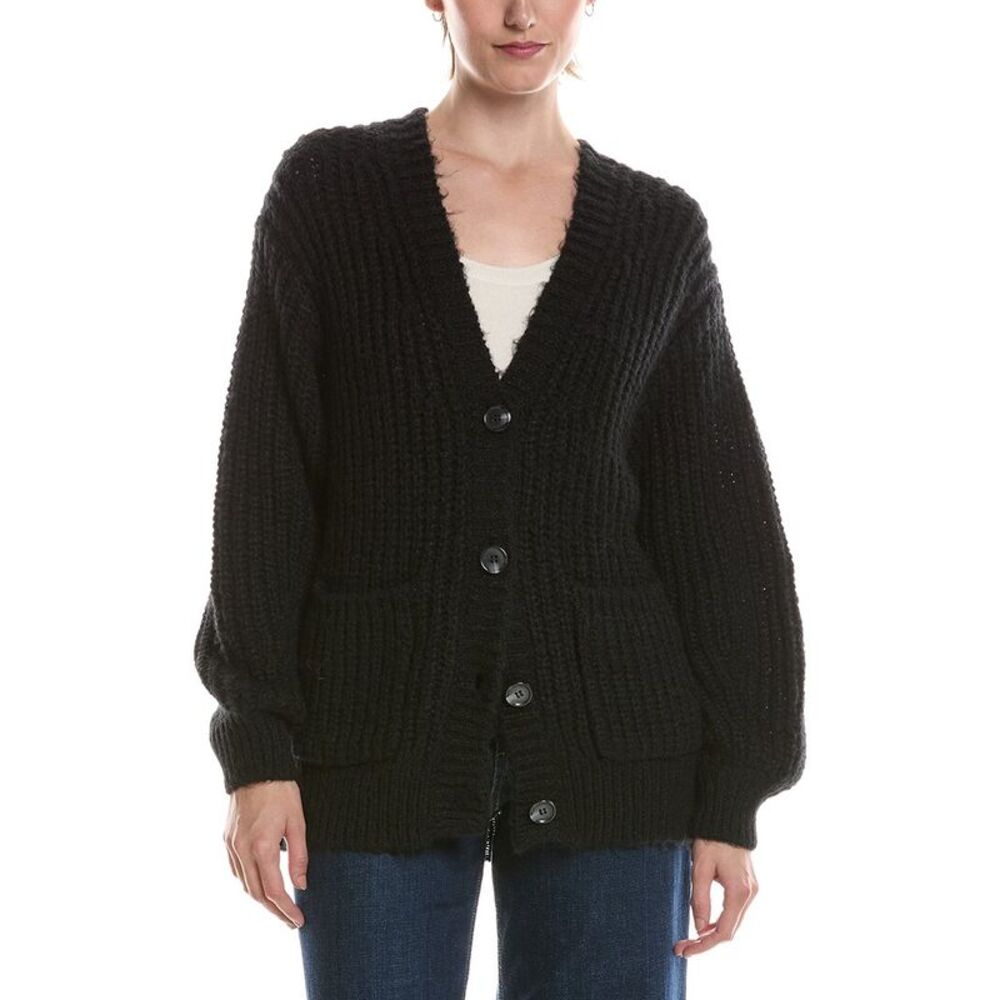 Michael Stars Womens Skye Grandpa Cardigan, Black